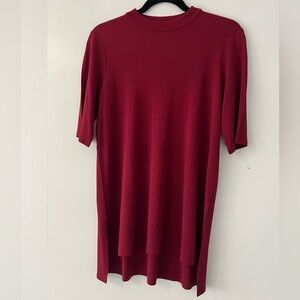 NWOT Eileen Fisher Deep Red Short Sleeve Silk Top, Size S